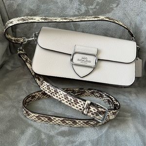 COACH Tabby Purse, pebble white leather, snake skin straps, authentic.